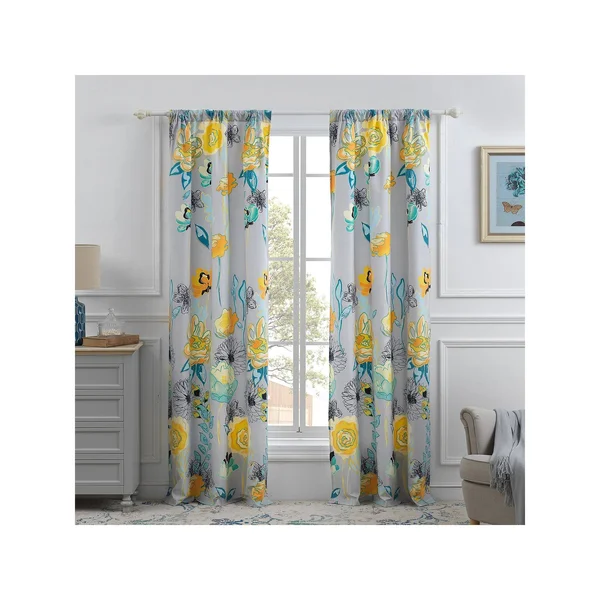 Greenland Home Watercolor Dream Curtain Panel Pair, 84-Inch L, Gray