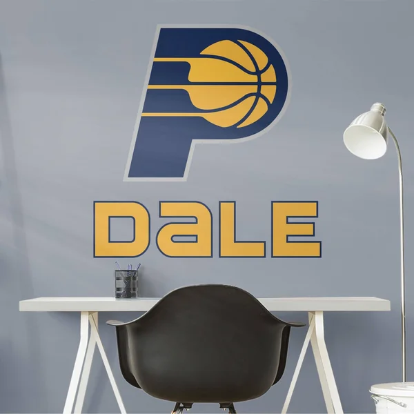 Indiana Pacers: Stacked Personalized Name - Officially Licensed NBA TRANSFER Wall Decal in Yellow by Fathead, Vinyl