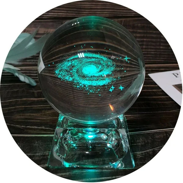 FTYtek 3D Galaxy Crystal Ball Night Lamp Clear 80mm (3.15 inch) Galaxy Glass Ball with Colorful LED Base Best Birthday Gift for