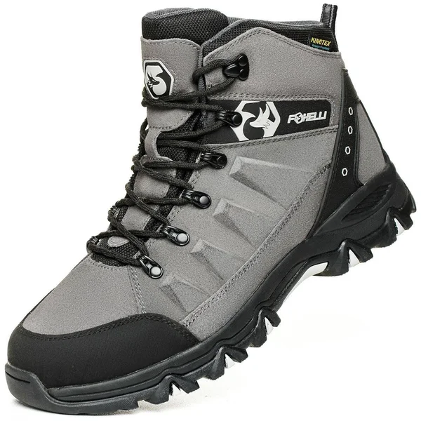 Foxelli Hiking Boots for Men, Waterproof, Grey, 11