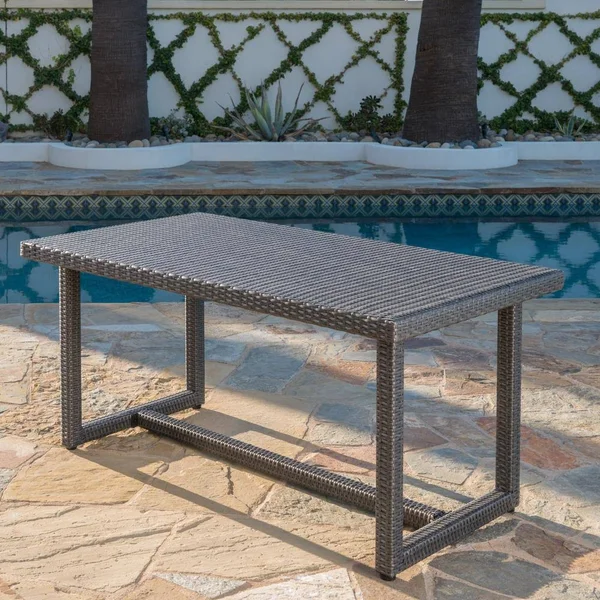 Noble House Santa Rosa Grey Wicker Outdoor Dining Table
