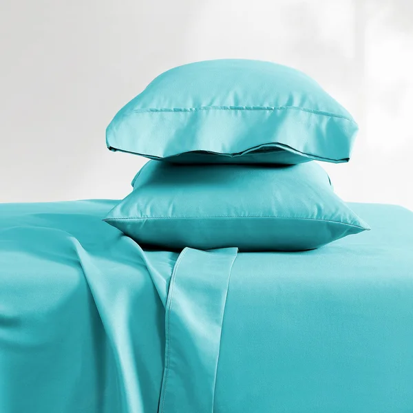 Bare Home Double Brushed Sheet Set, Split King - Aqua