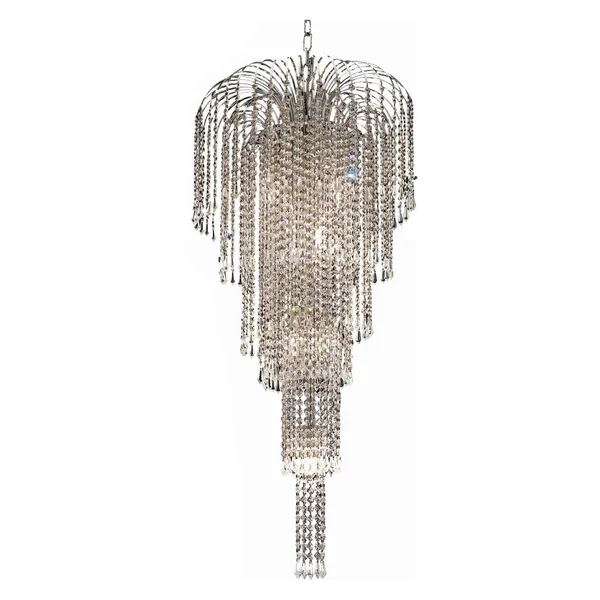 Elegant Lighting V6801G21C/RC Falls 9 Light Chrome Chandelier Clear Royal Cut Crystal