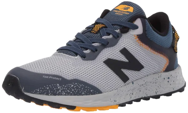 New Balance Fresh Foam Arishi Trail Kids Shoes - Grey/Blue/Yellow (Size 6.5 Wide)