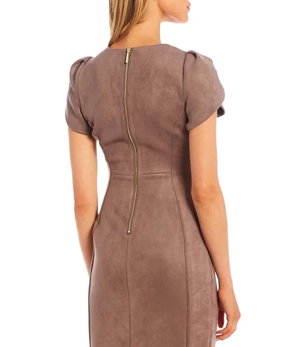 Calvin Klein Scuba-Suede Sheath Dress - Malachite