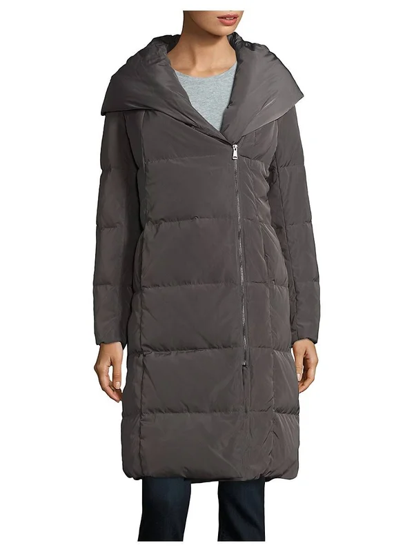 Cole Haan Women's Taffeta Down Double Breasted Zip Front Coat - Navy, Xs