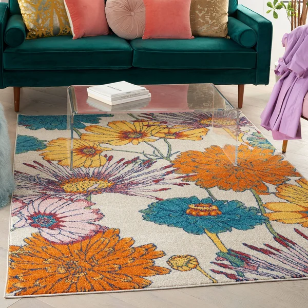 Nourison Allur ALR06 Area Rug - Turquoise Multicolor, 9& x 12&