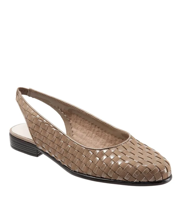 Trotters Women's Pump Nude Lucy Woven Leather Slingback 5 M