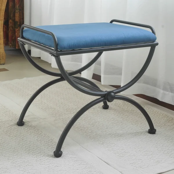 International Caravan Iron Upholstered Vanity Stool - Sage