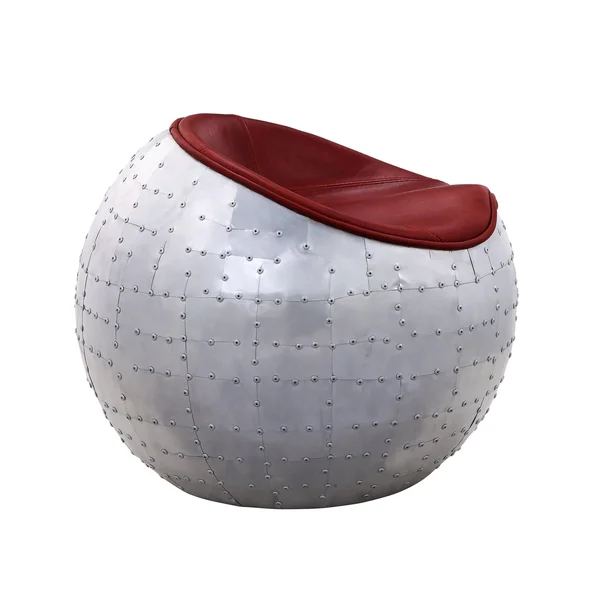 Acme Brancaster Ottoman Antique Red Top Grain Leather Aluminum