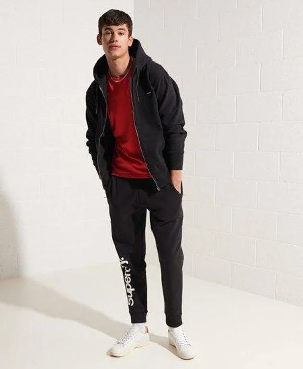 Superdry Men's Sportstyle Zip Hoodie Black Size: Xs