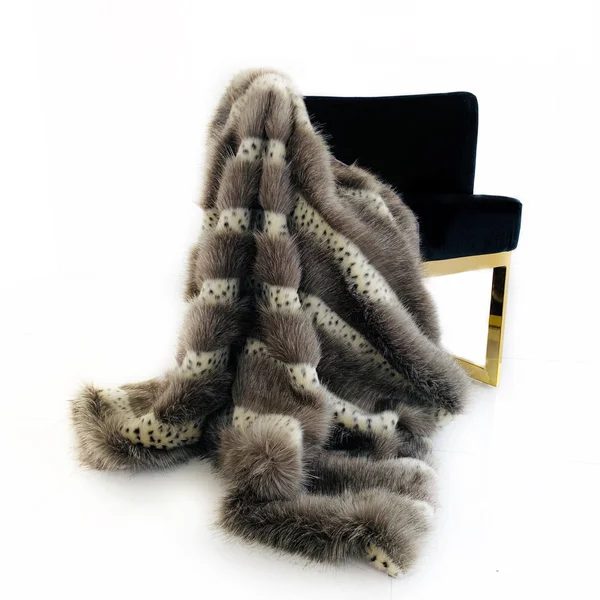Plutus Gray Two Tone Feather Faux Fur Luxury Throw Blanket - Throw 60W x 90L