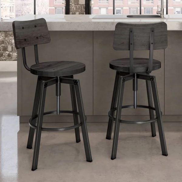 Amisco Woodland Adjustable Barstool Gray