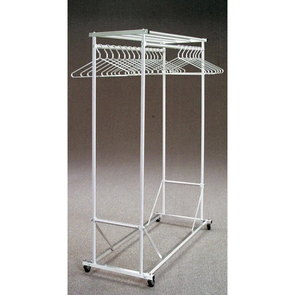 Double-Sided Mobile Coat Rack - Satin Aluminum, Glaro, 135-5sa, Silver