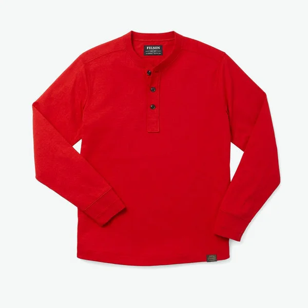 Filson Men's Double Layer Henley L/S Shirt, Red, 2XL