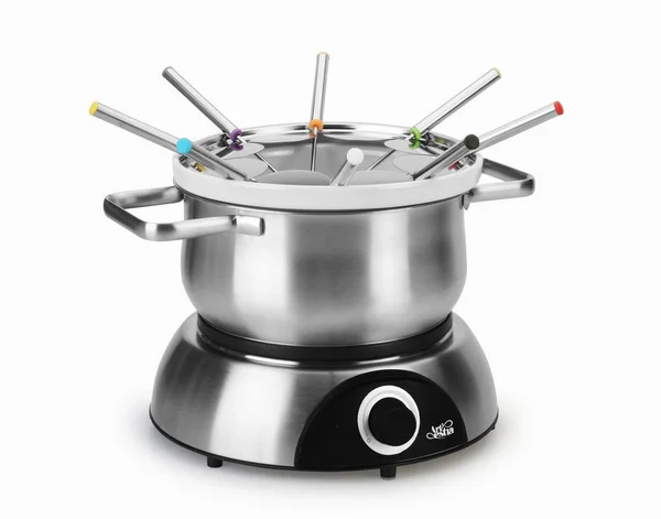 Artestia Electric Chocolate & cheese Fondue Set with Two Pots - Serve 8 Persons (Stainless Steel, Ceramic Pots, Stainless St