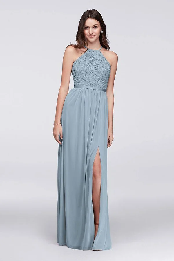 Open-Back Lace and Mesh Bridesmaid Dress - Rose Gold Metallic - 8