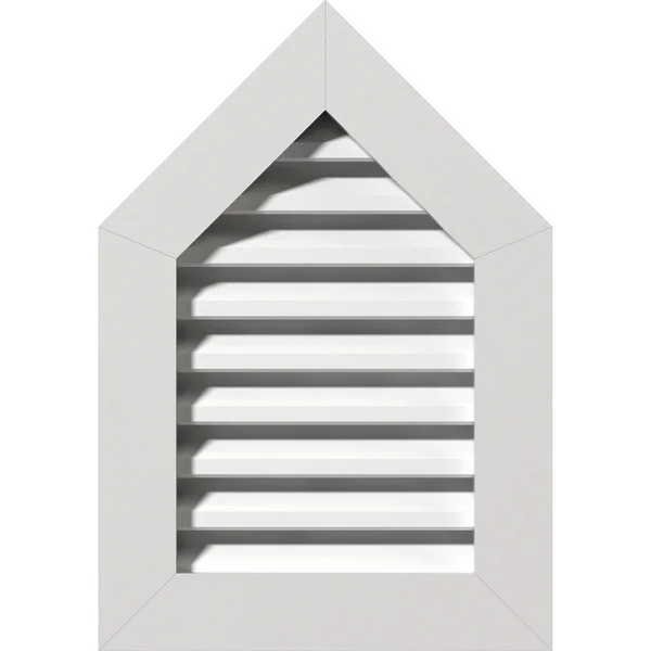 16 inchw x 24 inchh Peaked Top Gable Vent (21 inchw x 29 3/8 inchh Frame Size) 12/12 Pitch: Functional - PVC Gable Vent w/ 1 inch