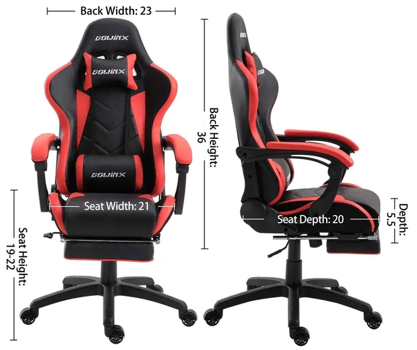 Dowinx Gaming Chair Ergonomic Racing Style Recliner with Massage Lumbar Support, Office Armchair for Computer PU Leather E-Sport