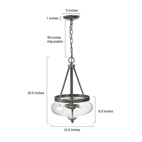 Modern 3-Lights Black Glass Pendant Light Fixture for Kithchen Island - L12.6x22xW12.6x22xH20.5x22