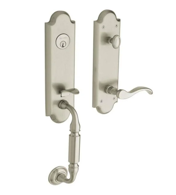 Baldwin 85350.150.RFD - Manchester Satin Nickel Right-Handed Full-Dummy Handleset with Wave Lever