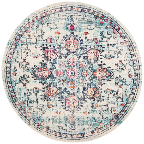 Safavieh Madison Diederike Boho Medallion Distressed Rug - 2&2x22 x 20& Runner - Cream/Blue