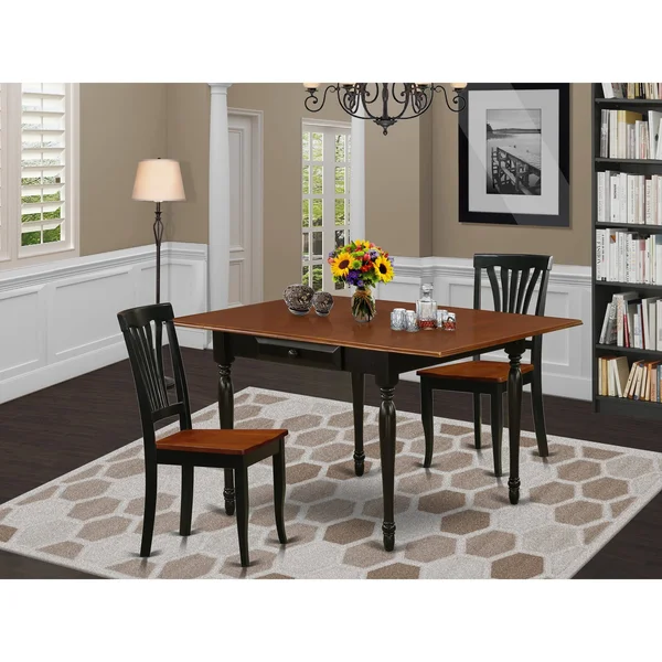 East West Furniture Dining Room Set Black & Cherry - Mzav3-bch-w
