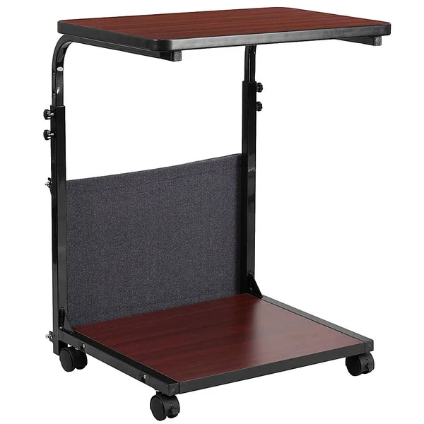 Flash Furniture Adjustable Mobile Computer Desk in Mahogany