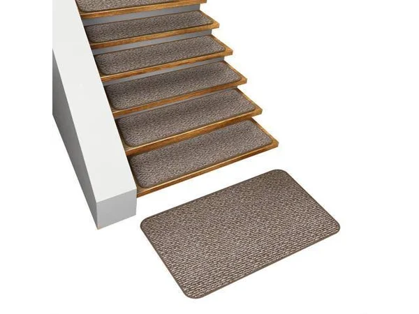 House, Home and More Set of 15 Skid-Resistant Carpet Stair Treads 8 in. x 30 in. and Matching Landing Rug 2 ft. x 3 ft - Praline