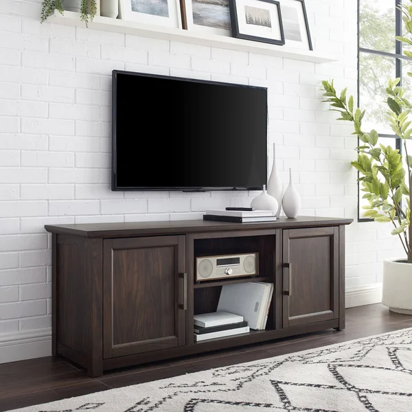Crosley Furniture Camden 58x22 Low Profile TV Stand Dark Walnut
