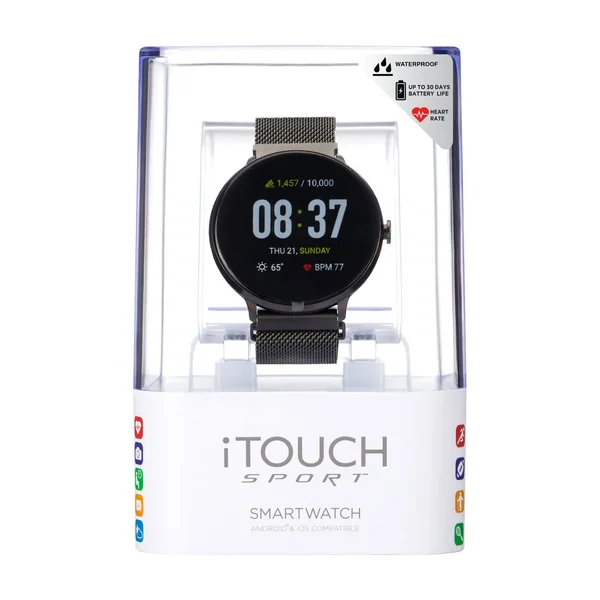 iTouch Sport Mesh Strap Smartwatch with Pedometer - Black Mesh