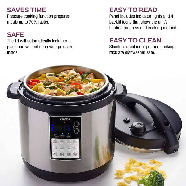 Zavor Lux Edge 8-Qt. Cooker with Cookbook - Silver