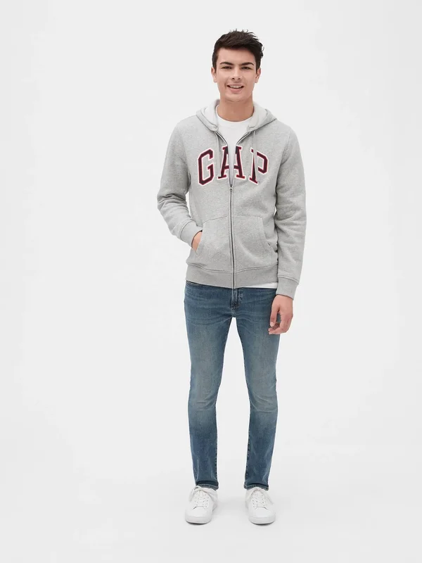 Gap Men's Arch Logo Hoodie Gray Heather Tall Size M