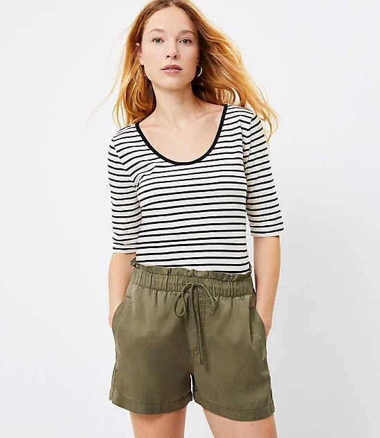 Loft Pull on Shorts in Soft Twill Size Xs Green Breeze Women's