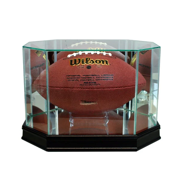 Octagon Football Display Case with Black Sport MOULDING