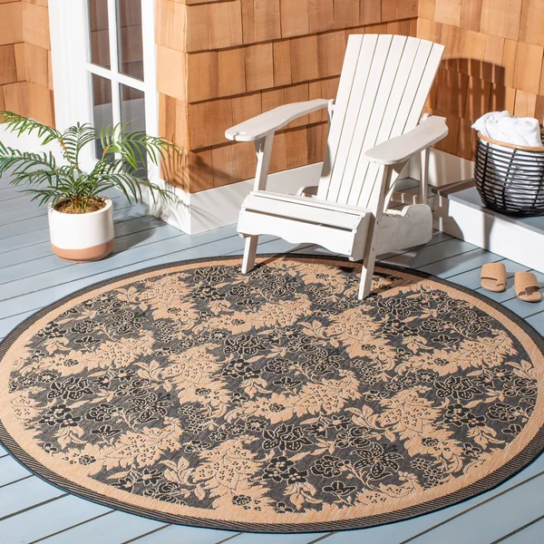 Safavieh Courtyard Area Rug CY6582 Black, Natural, 6& 7x22 x 6& 7x22 Round