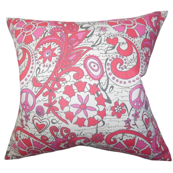 The Pillow Collection Adelpha Floral 22-inch Down Feather Throw Pillow Pink, Size: 22 x 22