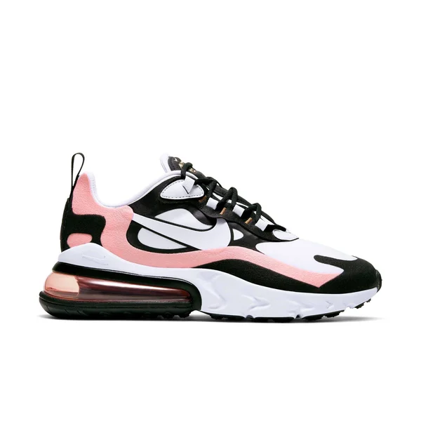 Nike Air Max 270 React - Womens Casual Running Shoes - Black/White/Bleached Coral - Size 10.0