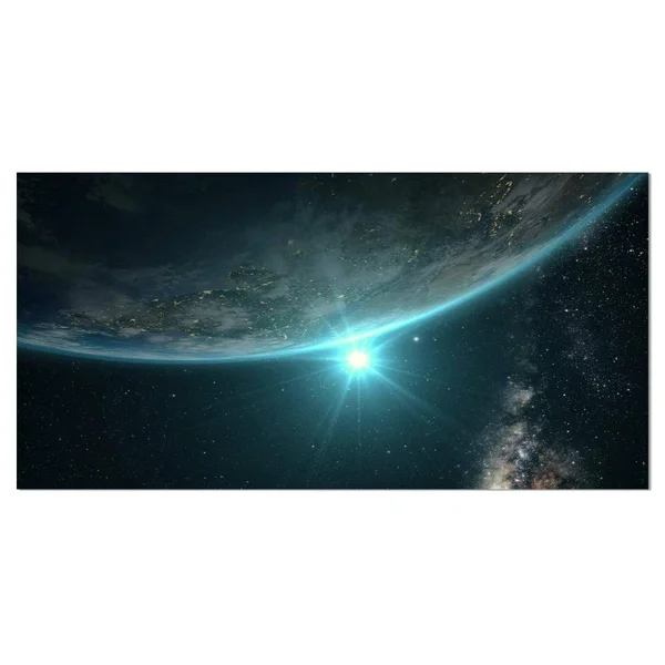 Design Art Sunrise in Earth from Space Contemporary Landscape Canvas Art, 40X20x22