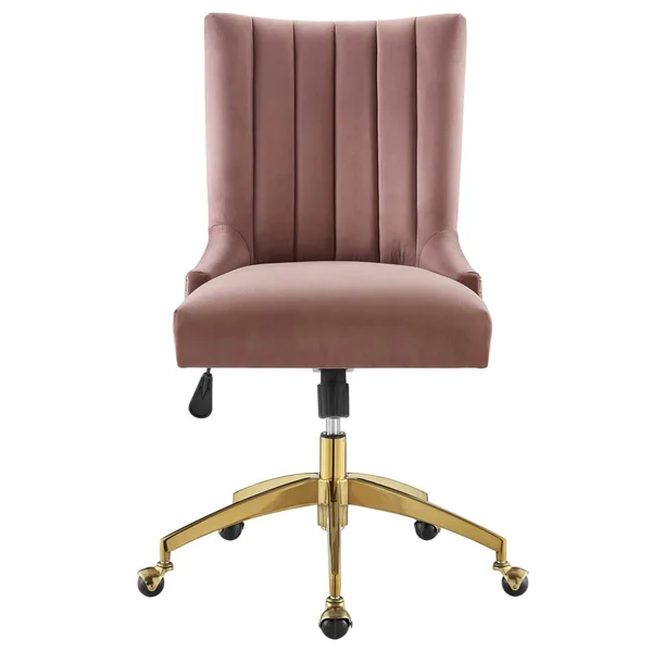 Empower Channel Tufted Performance Velvet Office Chair - Gold Emerald