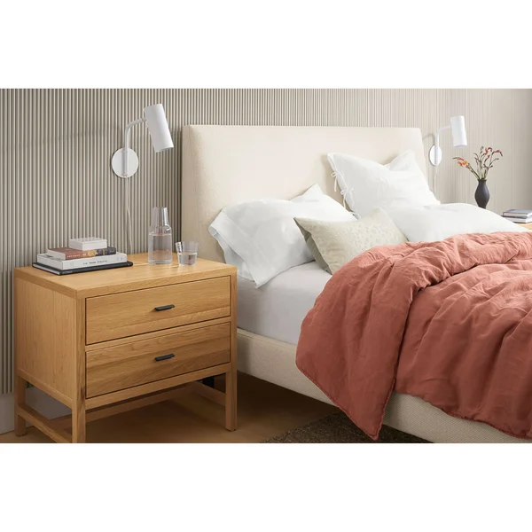 Room & Board - Modern Berkeley One-Drawer Nightstand Made from Cherry Wood, Natural Steel Pulls