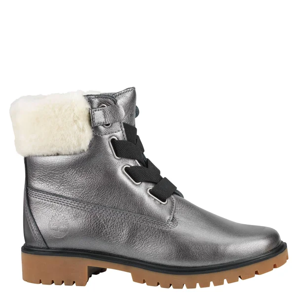 Timberland Women's Jayne Authentic Shearling Waterproof Boot, Size: 8.5, Dark Grey Metallic Leather