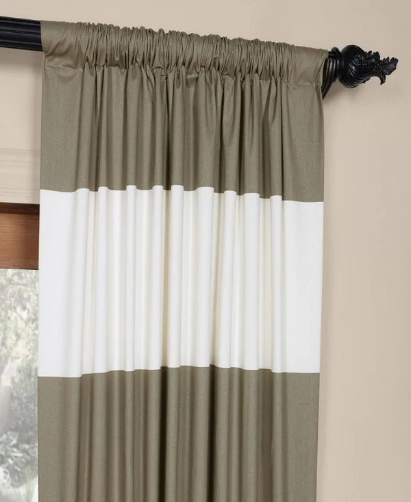 Horizontal Stripe Cotton Curtain Panel