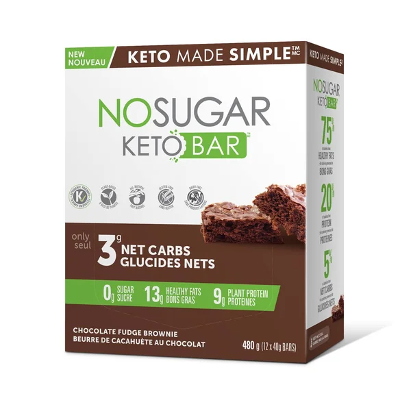 No Sugar Company No Sugar Keto Bar Choc FudgeBrownie, Vitarock