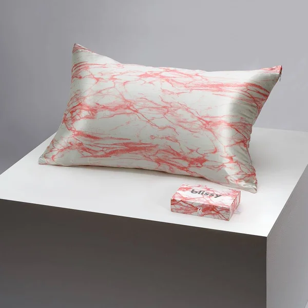 Blissy 100% Mulberry 22-Momme Silk Pillowcase - Rose White Marble - Standard