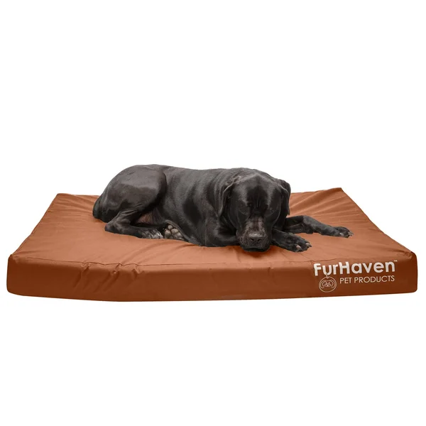 FurHaven Logo Indoor/Outdoor Deluxe Full Support Orthopedic Dog Bed - Jumbo Plus - Chestnut