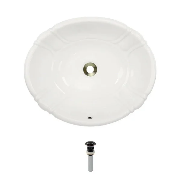 Mr Direct O1815-Bisque Overmount Porcelain Bathroom Sink Ensemble - Antique Bronze Pop-Up Drain