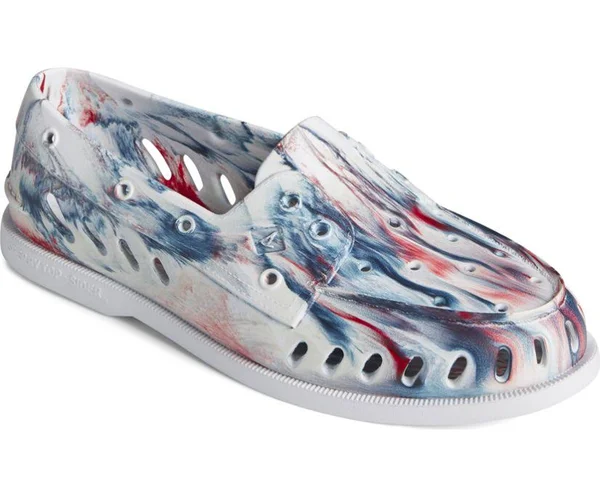 Sperry Original Float Marbled White/Red/Blue Men's Boat Shoes - Size: 13