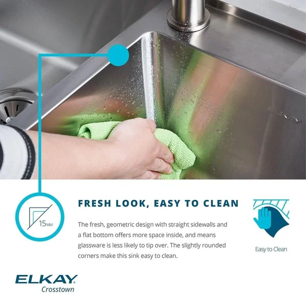 Elkay ECTRU24179RT Crosstown Single Bowl Undermount Stainless Steel Sink