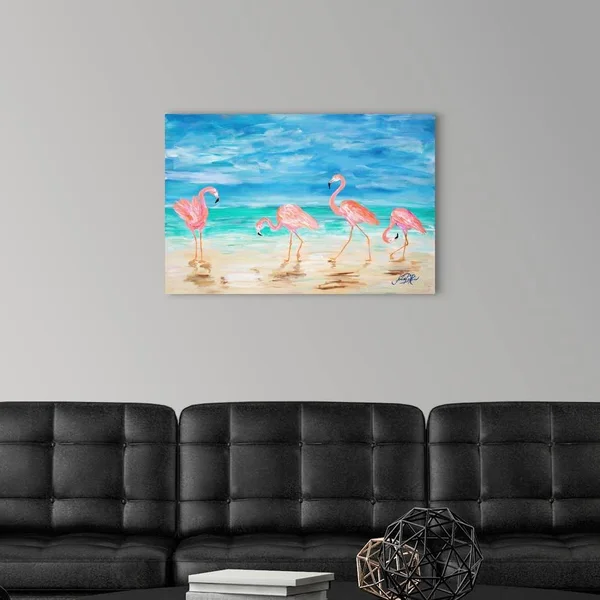 Flamingo Beach, Canvas Wall Art, 30x20, Great Big Canvas